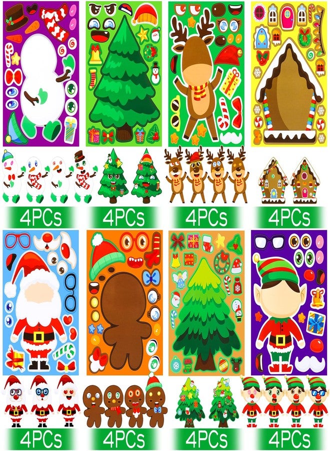 Moncinday 32 Sheets Christmas Make a Face Sticker for Teen, DIY Make Your Own Stickers for Christmas Party Games Sticker Crafts Holiday Stickers for Xmas Gifts - Image 3
